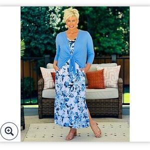 Belle by Kim Gravel Blue and White Floral Two-Piece Set